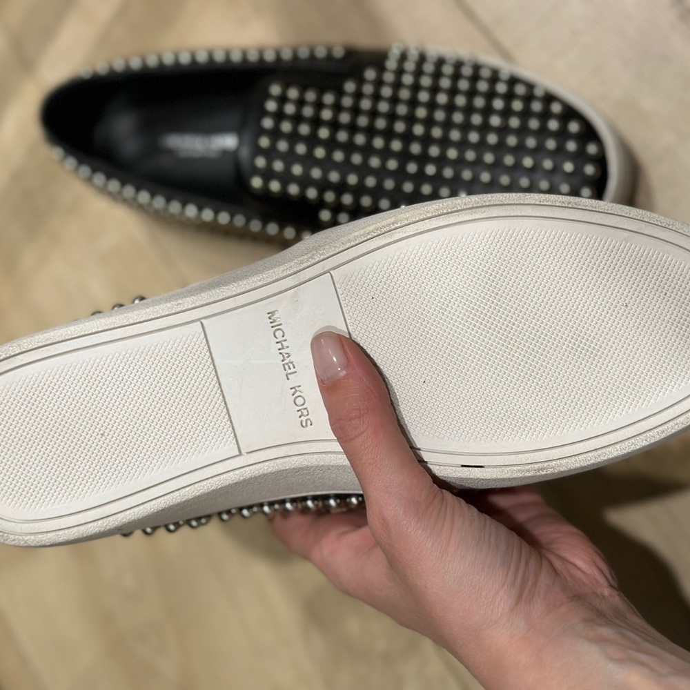 Michael Kors Sneakers Shoes Slip On Stud Black Leather size 39 - Picture 3 of 5